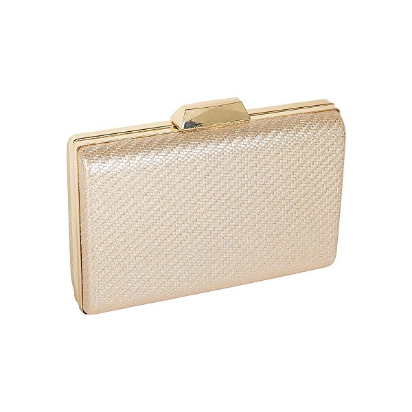 Clutch retangular texturizada dourada K-88