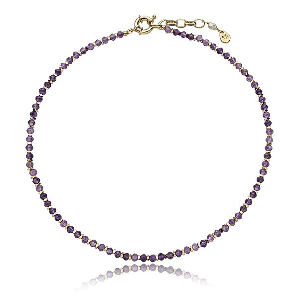 Colar pedra natural ametista ouro semijoia