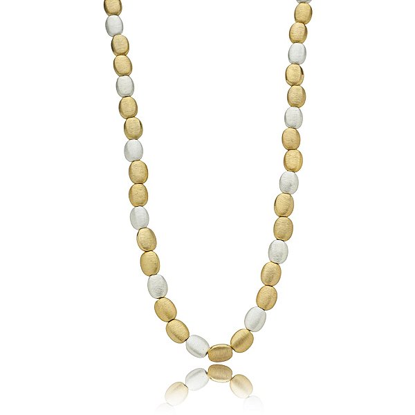 Colar oval mix ouro e ródio fosco semijoia