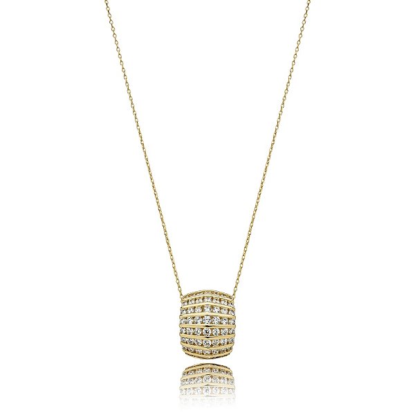 Colar pingente zircônia ouro semijoia
