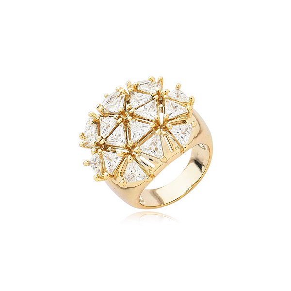 Anel zircônias ouro semijoia CH 511