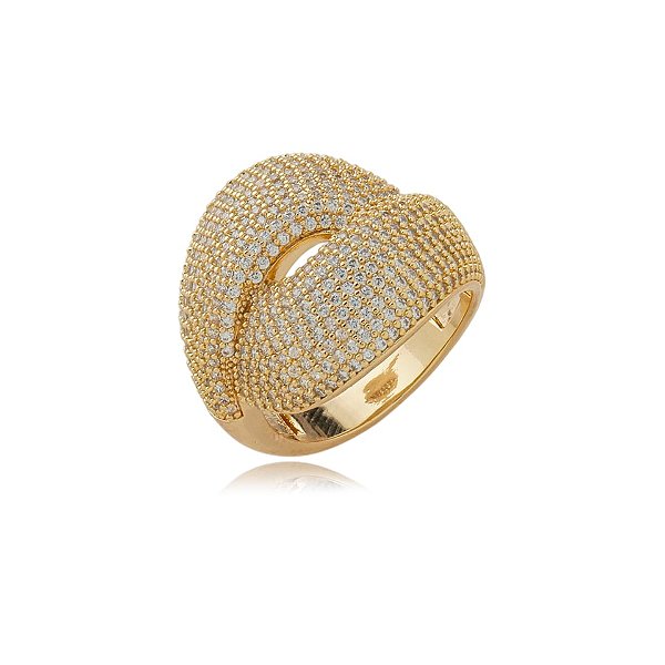 Anel elos zircônia ouro semijoia JZ231205