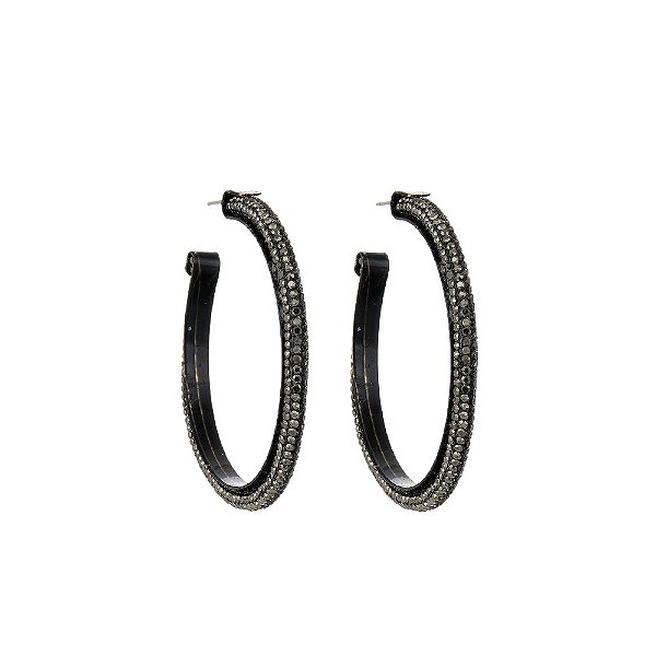 Brinco argola Juliana Manzini strass hematita