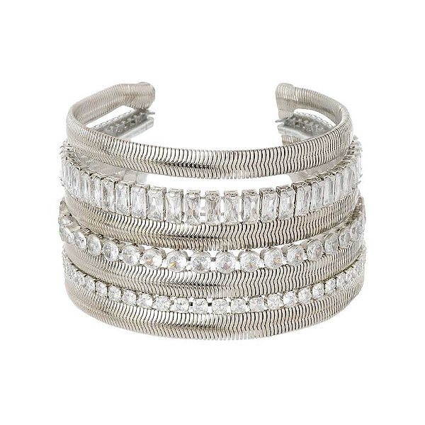 Bracelete Juliana Manzini snake zircônia prateada