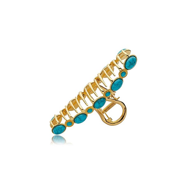 Piranha de cabelo Rellie resina turquesa dourado