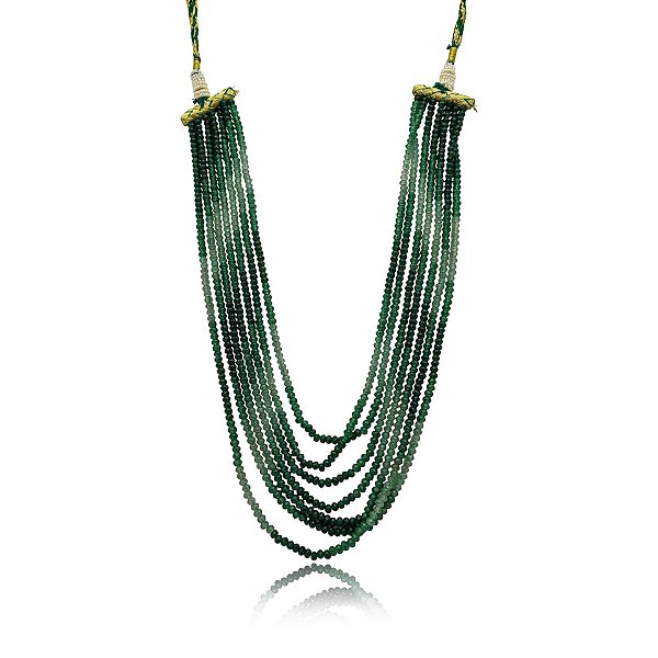 Colar pérolas e pedras jade verde degradê