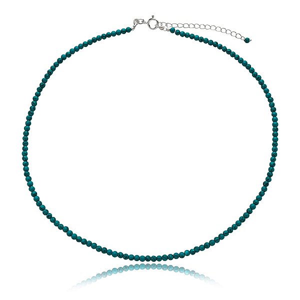 Colar pedra howlita turquesa prata 925