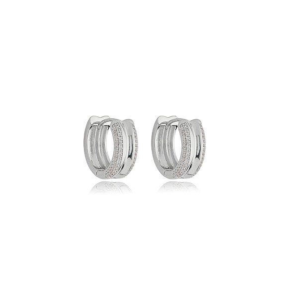 Brinco argolinha zircônia ródio semijoia 24k20039