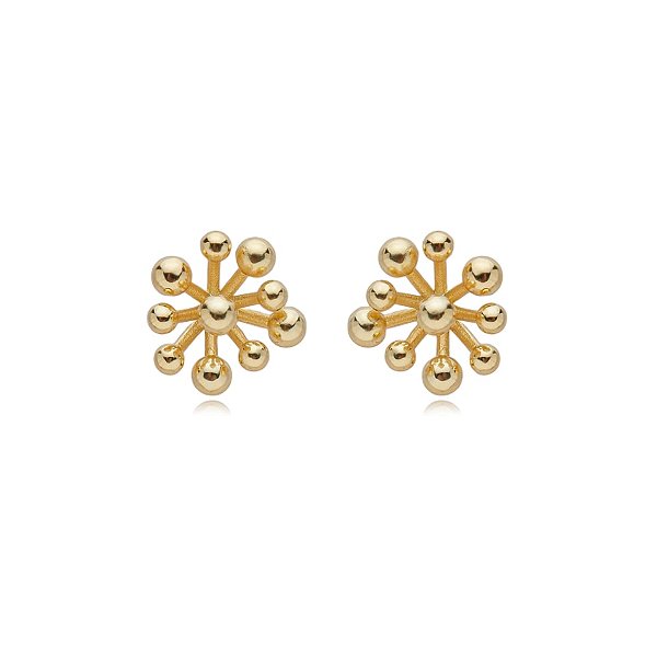 Brinco chuveirinho esferas ouro semijoia 25a01016