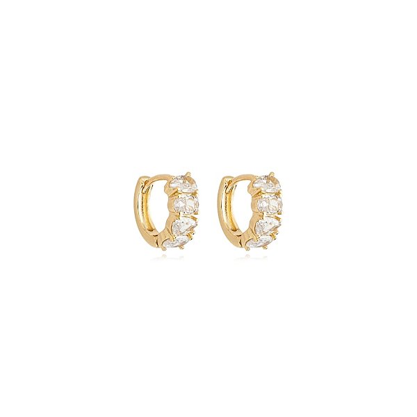 Brinco argolinha zircônia ouro semijoia 25a01034