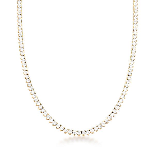 Colar riviera curto zircônia cristal ouro semijoia