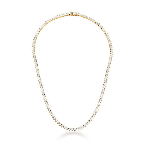 Colar curto zircônia cristal ouro semijoia