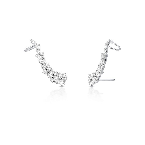 Brinco ear cuff zircônia ródio semijoia