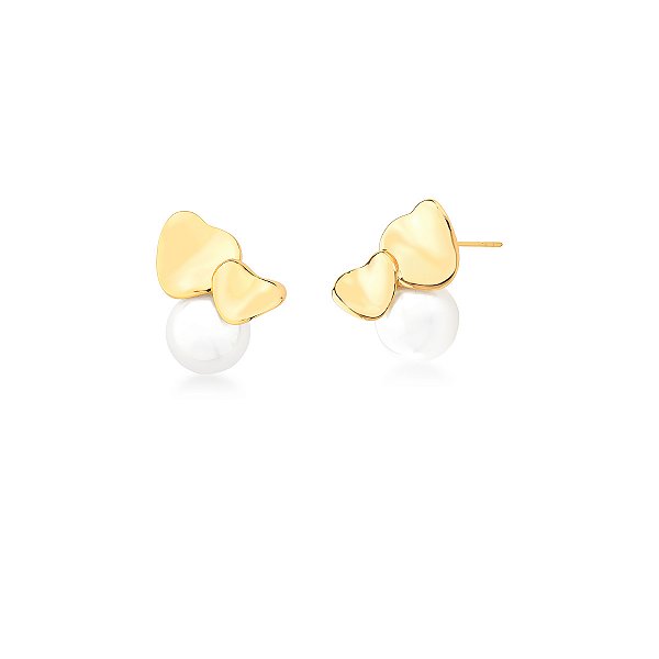 Brinco pérola shell ouro semijoia