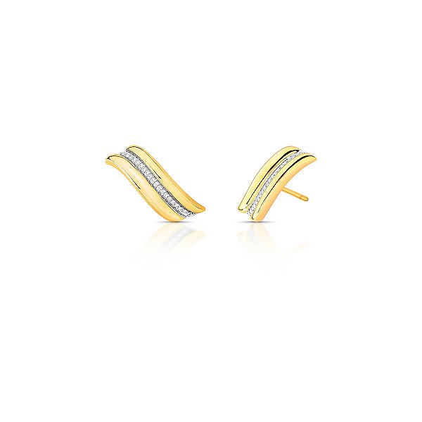 Brinco ear cuff curvada zircônia ouro semijoia