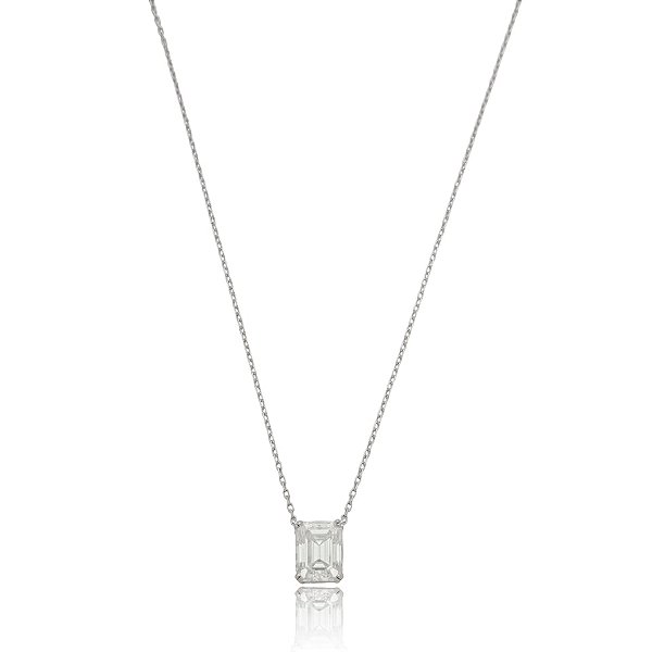 Colar Elaine Palma retangular moissanite prata 925