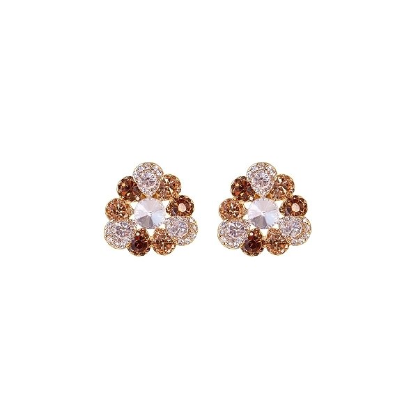 Brinco Leticia Sarabia flor cristal mix dourado B9163