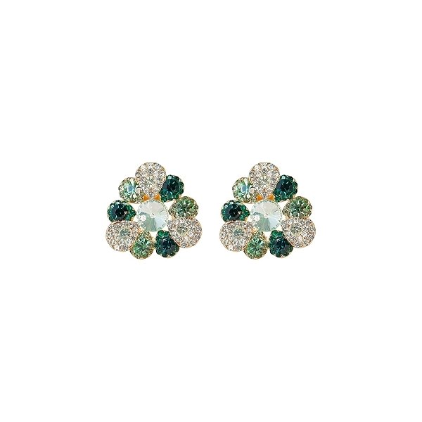 Brinco Leticia Sarabia flor cristal mix verde B9163