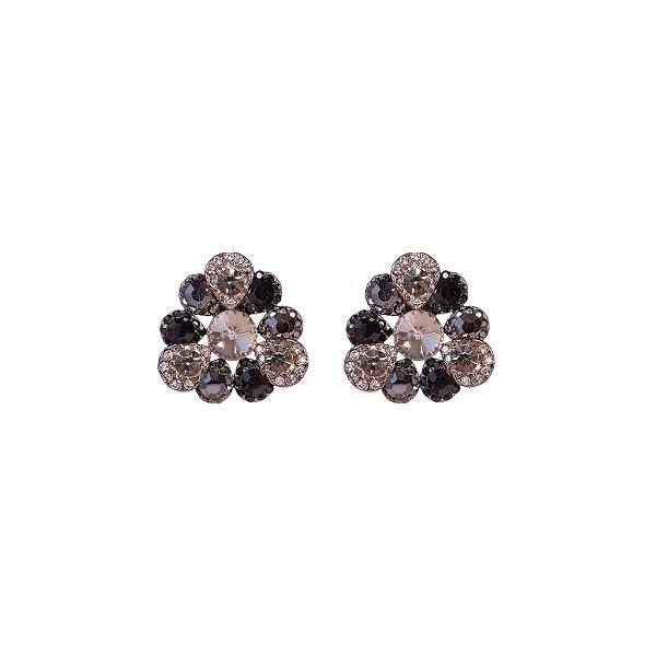 Brinco Leticia Sarabia flor cristal mix preto B9163