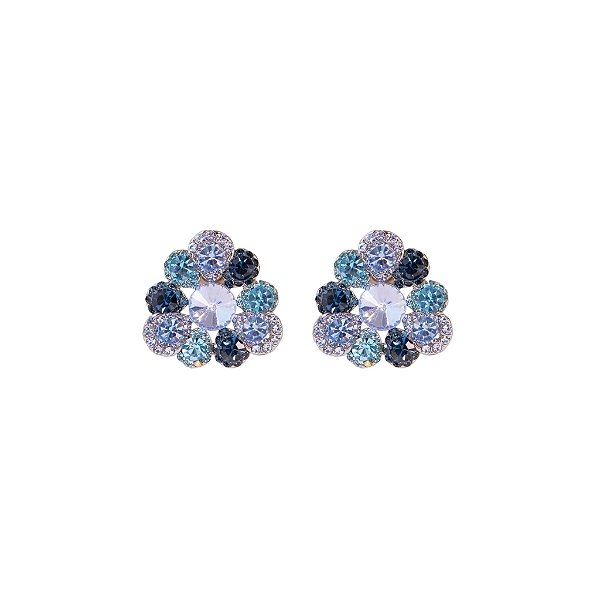 Brinco Leticia Sarabia flor cristal mix azul B9163