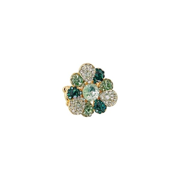 Anel ajustável Leticia Sarabia flor cristal mix verde A8085