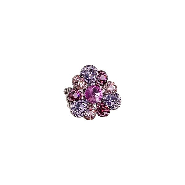 Anel ajustável Leticia Sarabia flor cristal mix roxo A8085