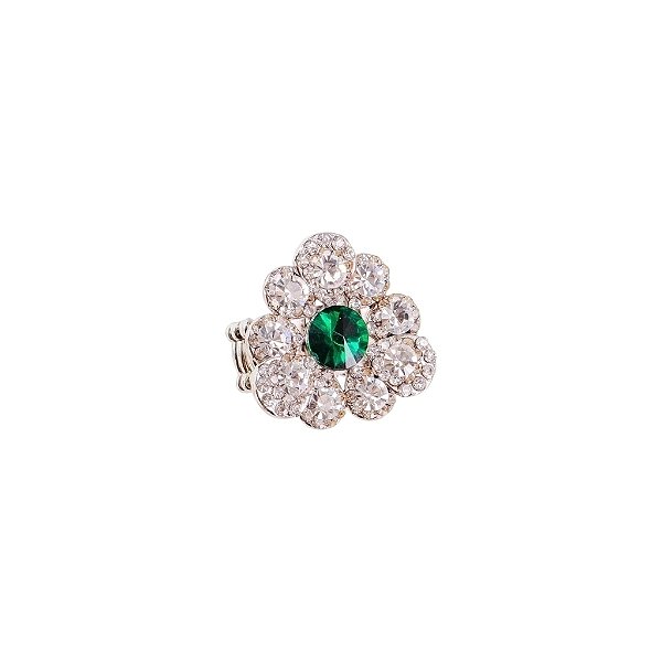 Anel ajustável Leticia Sarabia flor cristal verde A8085