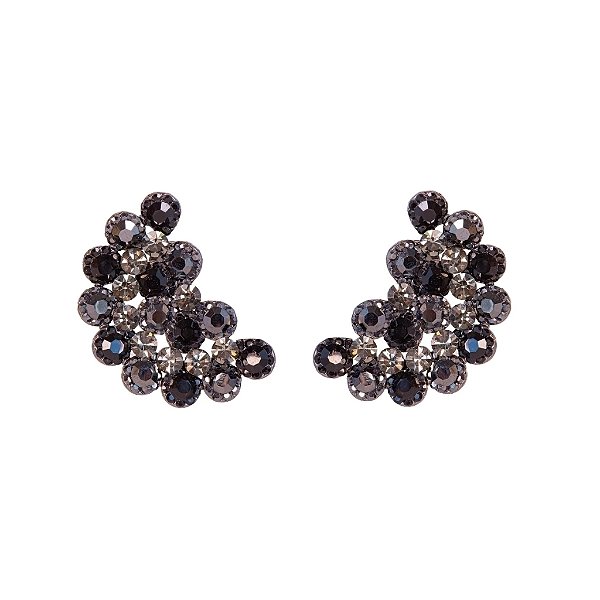 Brinco Leticia Sarabia meia lua cristal mix preto B9164