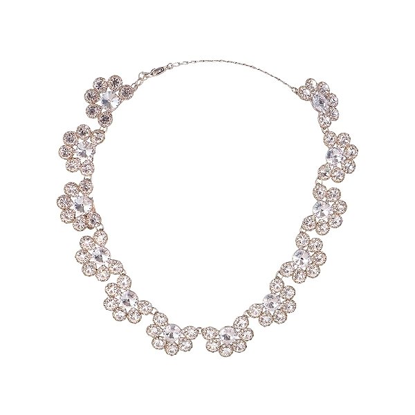 Colar Leticia Sarabia meia flor cristal prateado CL9161