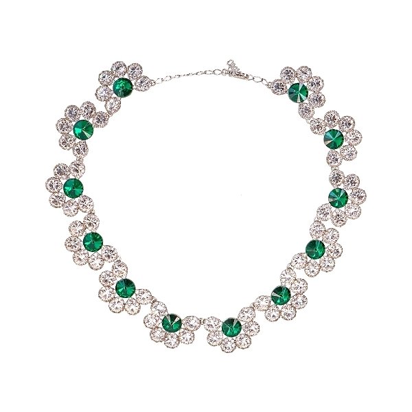 Colar Leticia Sarabia meia flor cristal verde CL9161