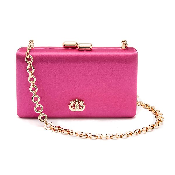 Clutch Isla retangular cetim pink