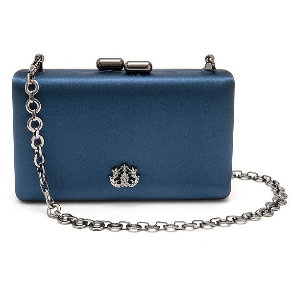 Clutch Isla retangular cetim azul