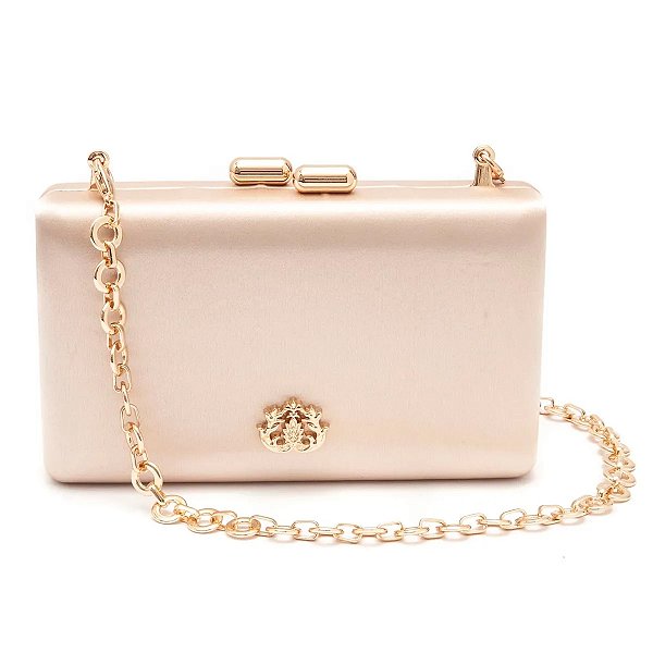 Clutch Isla retangular cetim nude