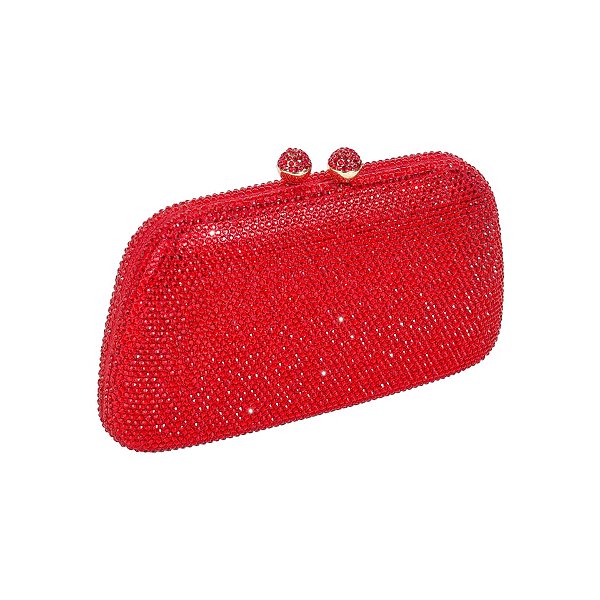 Clutch trapézio strass vermelho S-284