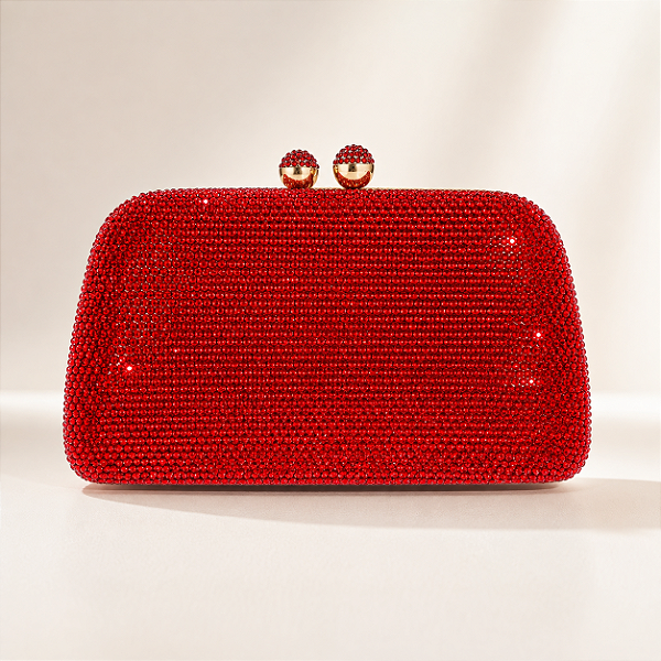 Clutch trapézio strass vermelho S-284