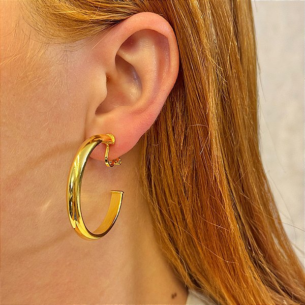 Brinco pressão argola m ouro semijoia 6184005