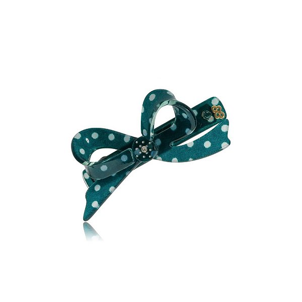 Presilha Bianca mini laço verde poá branco 00 293