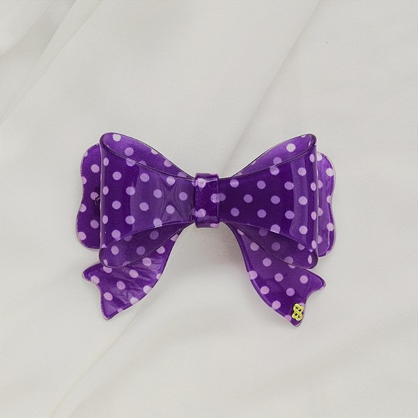 Presilha Bianca laço cinderela g acrílico roxo poá 00 231