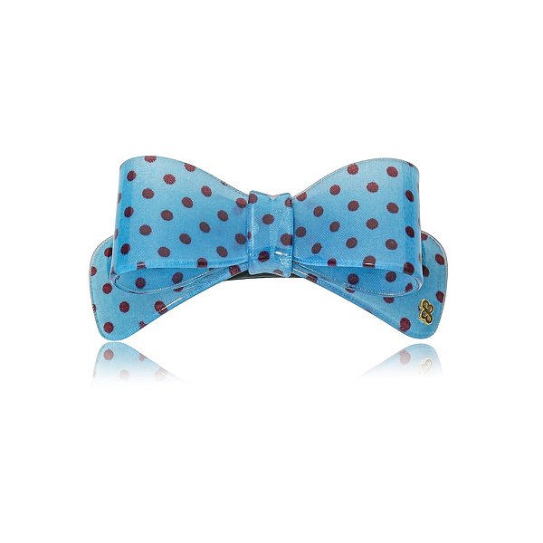 Presilha Bianca laço acrílico azul poá 00 149