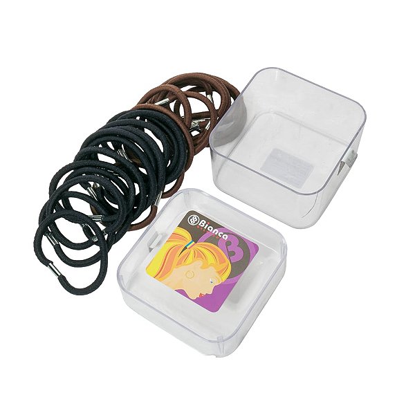 Box com 24 elásticos Bianca preto e marrom 10 142