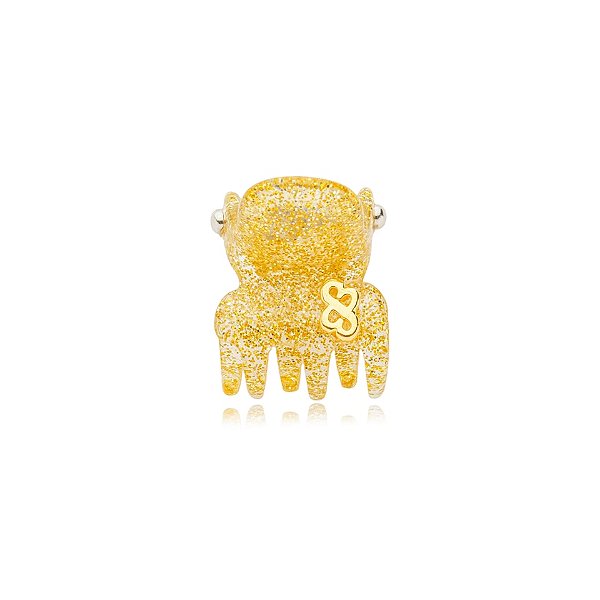 Piranha de cabelo mini Bianca acrílico glitter dourado 05 156