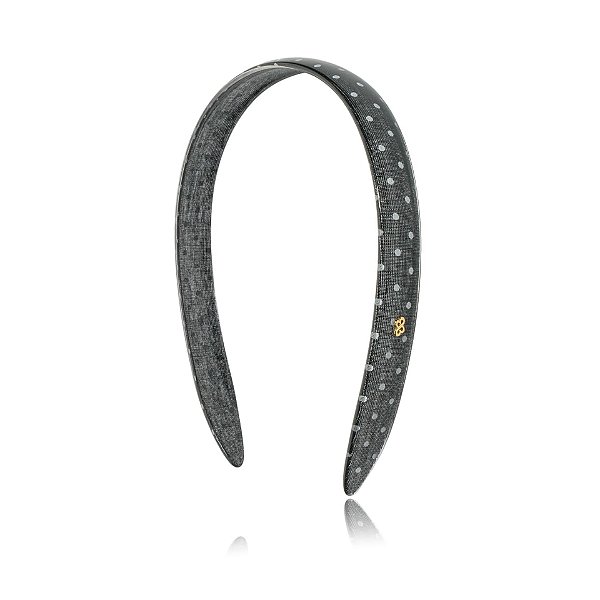 Tiara acrílico Bianca preto poá branco 20 004