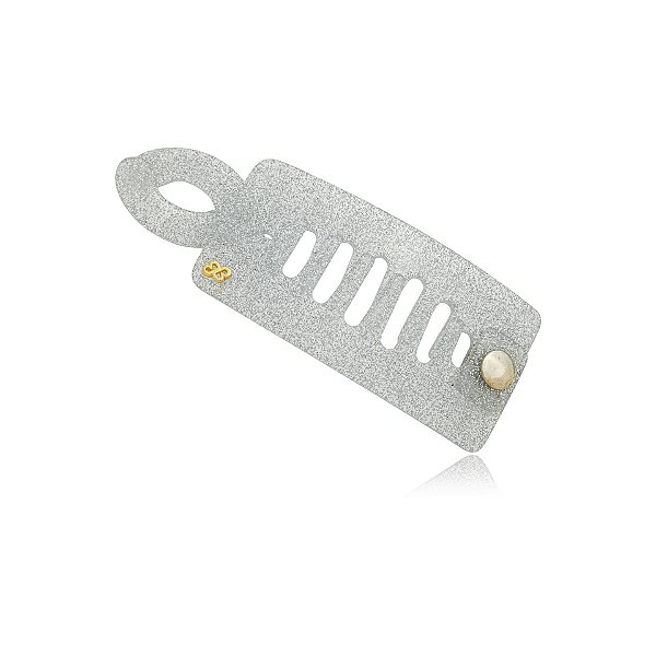 Presilha banana Bianca acrílico pequena glitter prateado 60 007