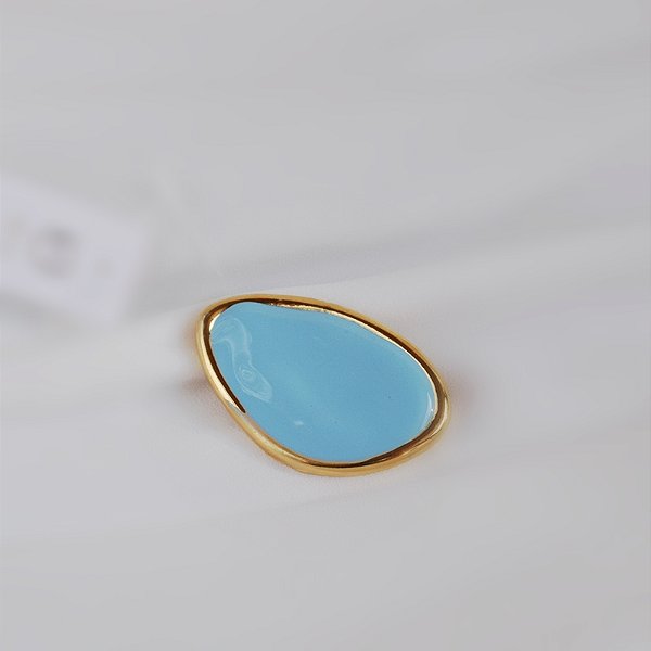 Pingente SD Sheila Morais orgânico resina azul celeste ouro vintage