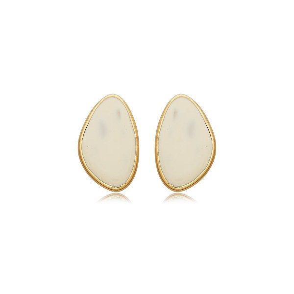 Brinco SD Sheila Morais orgânico resina off white m ouro vintage