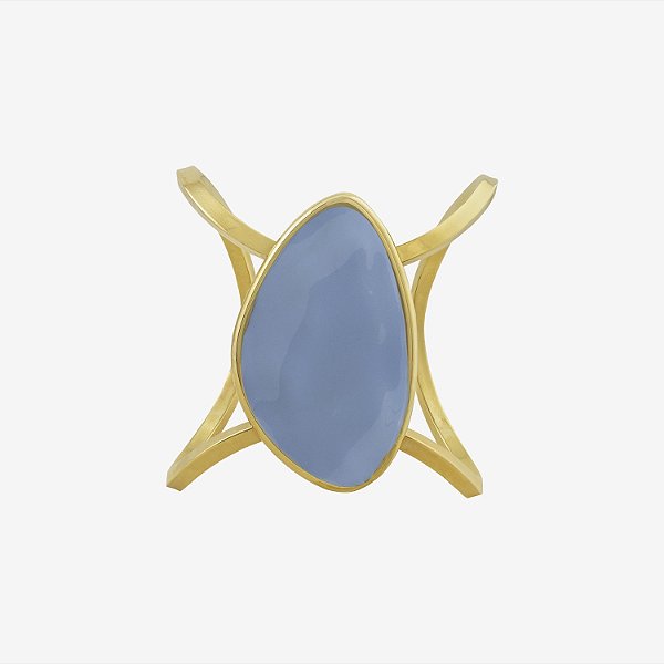 Bracelete SD Sheila Morais orgânico resina azul celeste ouro vintage