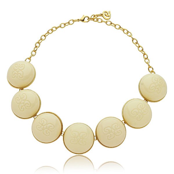 Colar SD Sheila Morais resinas vanila ouro vintage