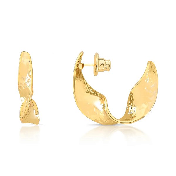 Brinco argola martelado ouro semijoia