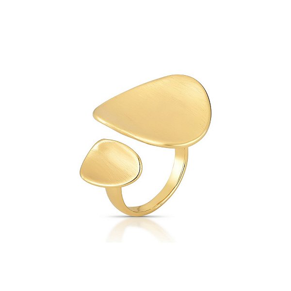 Anel orgânico curvado ouro fosco semijoia