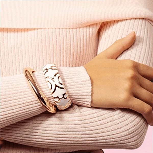 Bracelete esmaltado ouro semijoia